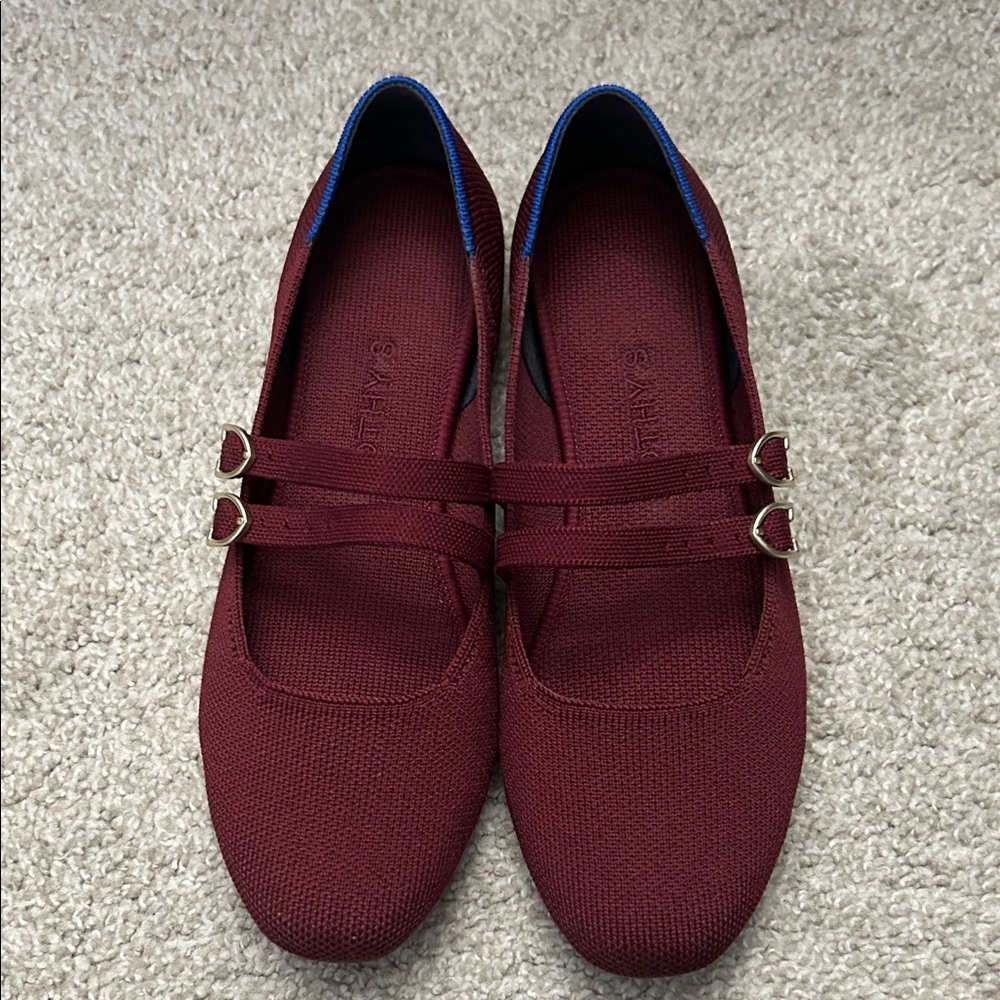 Rothy's The Double Buckle Mary Jane Flats in Cabernet Size 7